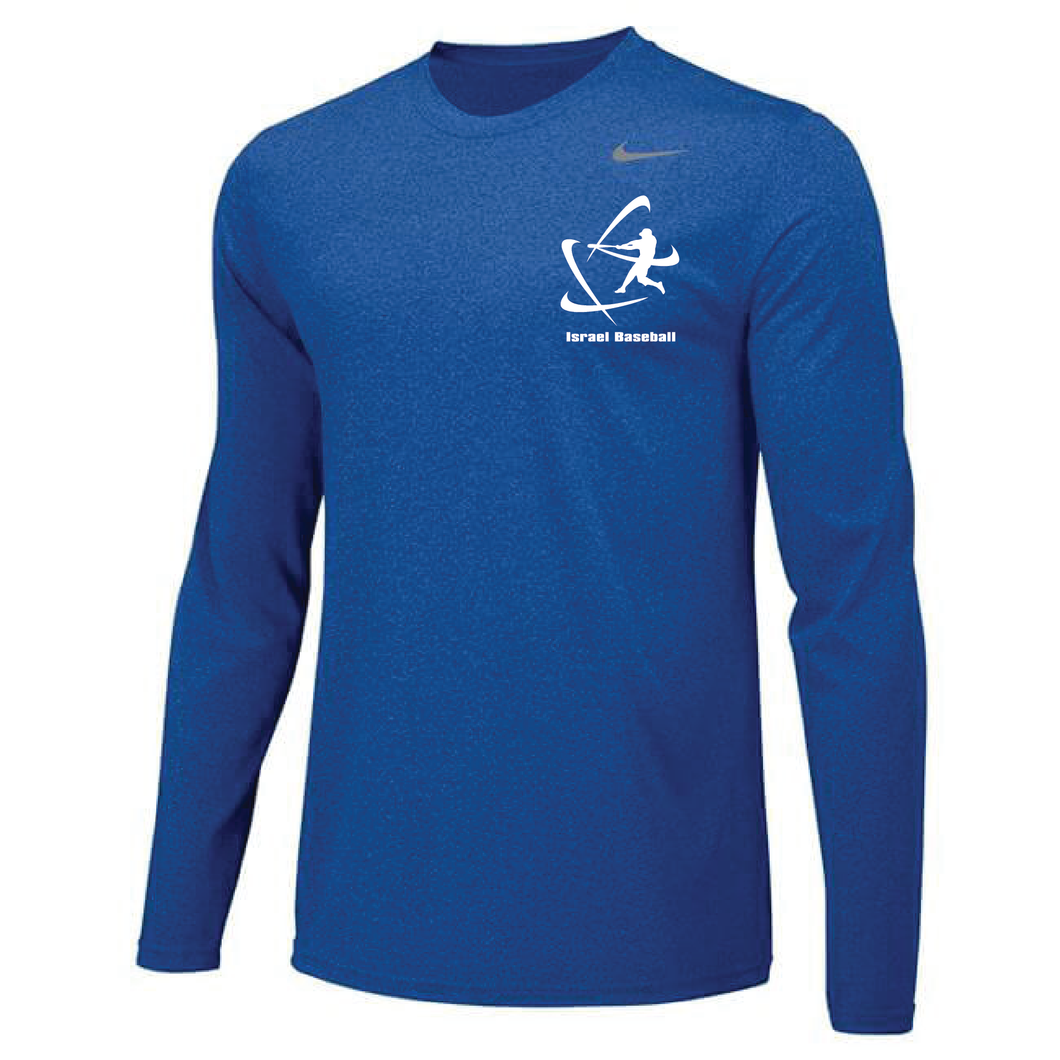 Youth NIKE® Dri-Fit Long Sleeve T-Shirt - Royal Blue, Carbon Gray (Small Logo)