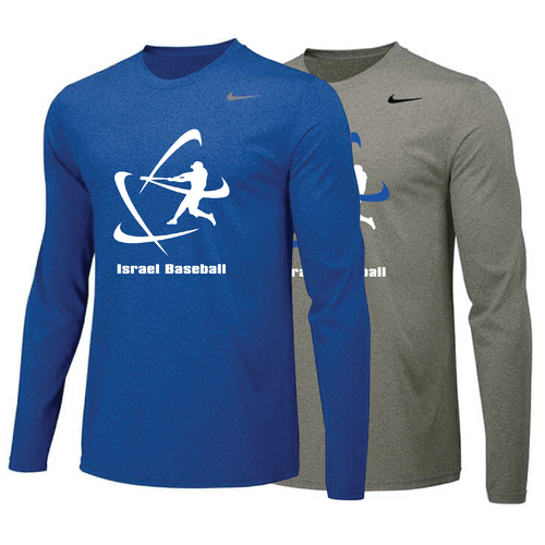 Men's NIKE® Dri-Fit Long Sleeve T-Shirt - Royal Blue, Carbon Gray (Large Logo)