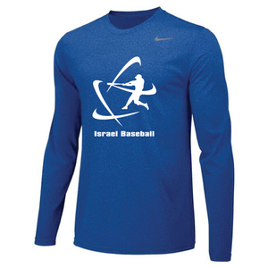 Men's NIKE® Dri-Fit Long Sleeve T-Shirt - Royal Blue, Carbon Gray (Large Logo)